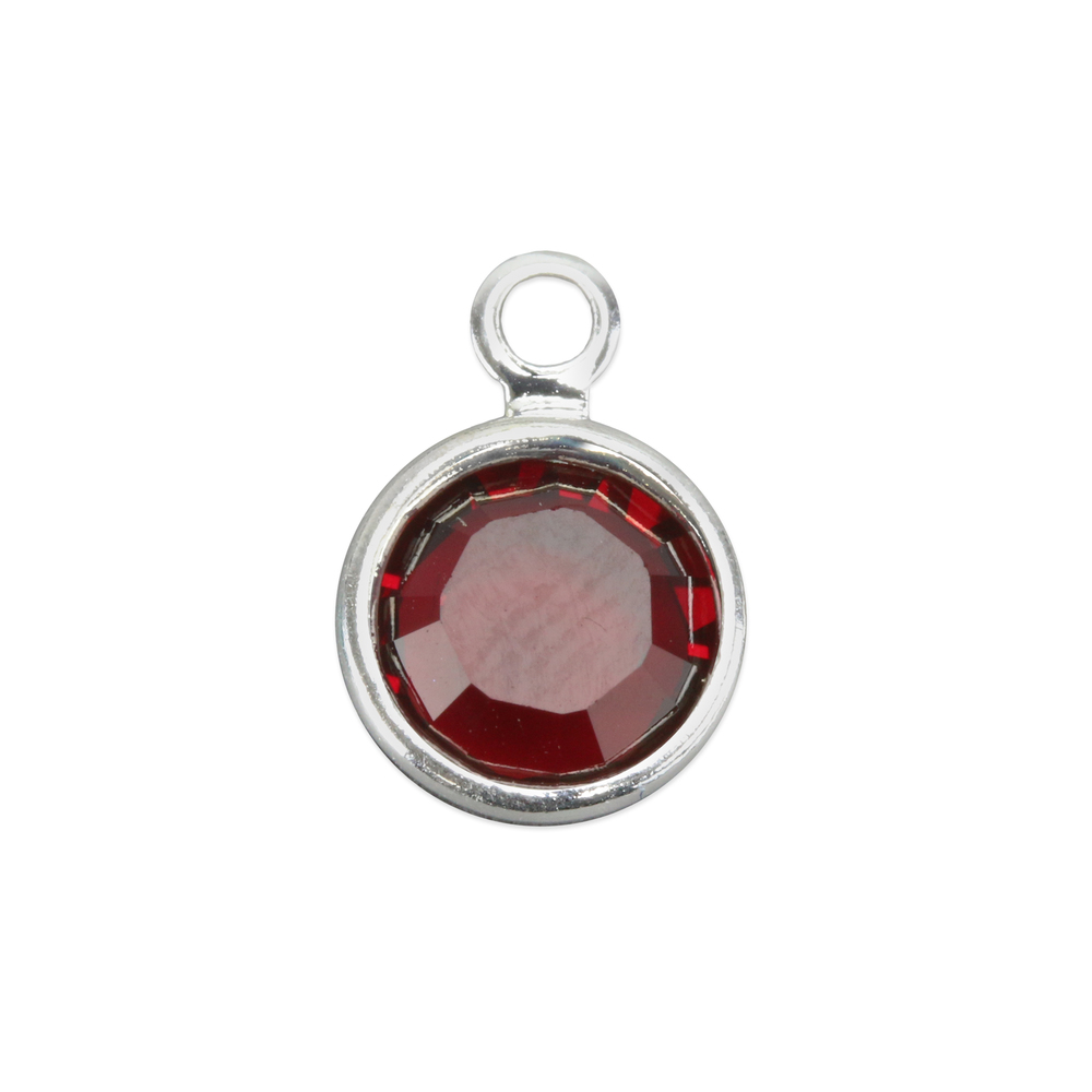 Charms & Solderable Accents Swarovski Crystal Channel Charm (Siam - JANUARY or JULY), 6mm Stone, Pack of 8
